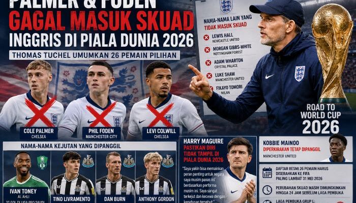 Cole Palmer dan Phil Foden Dicoret dari Skuad Inggris untuk Piala Dunia 2026
