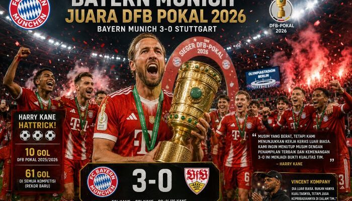 Bayern Munich Juara DFB Pokal 2026, Harry Kane Cetak Hattrick dan Pecahkan Rekor Gol