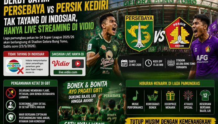 Derby Jatim Persebaya vs Persik Kediri Tak Tayang di Indosiar, Hanya Live Streaming di Vidio