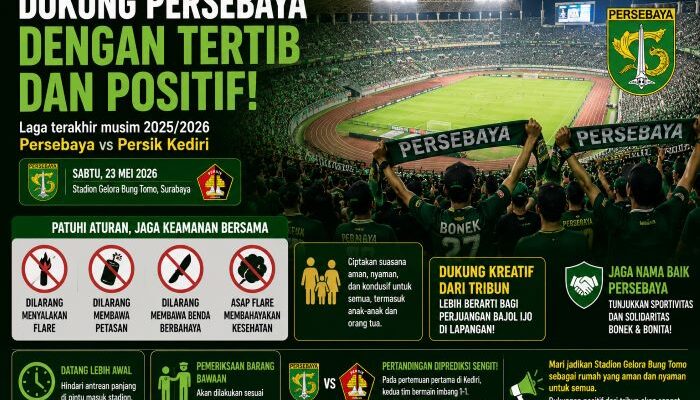 Persebaya Ajak Bonek dan Bonita Jaga Ketertiban Saat Lawan Persik di GBT