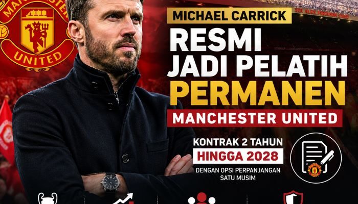 Carrick Resmi Jadi Pelatih Permanen Manchester United hingga 2028