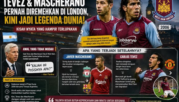 Tevez dan Mascherano Pernah Diremehkan di West Ham, Kini Jadi Legenda Dunia