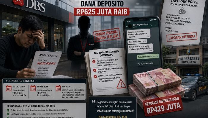 Dana Deposito Rp 625 Juta Raib, Nasabah Laporkan Oknum Pegawai Bank DBS
