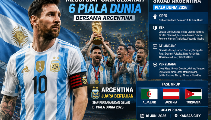 Messi Masuk Skuad Argentina untuk Piala Dunia 2026, Siap Cetak Rekor Enam Edisi