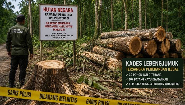 Kades Lebengjumuk Jadi Tersangka Kasus Penebangan Ilegal, 39 Pohon Jati di Hutan Purwodadi Hilang