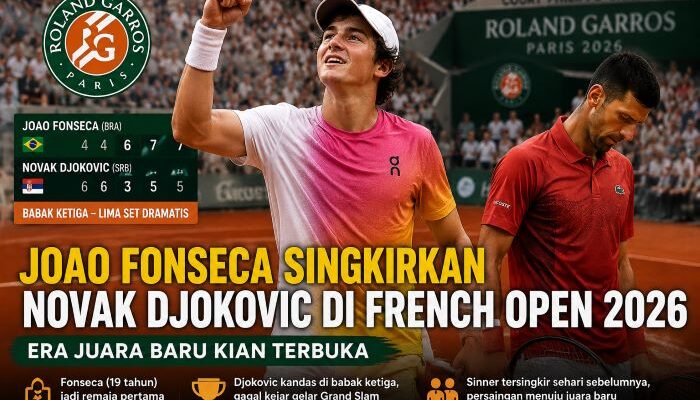 Joao Fonseca Singkirkan Novak Djokovic di French Open 2026, Era Juara Baru Kian Terbuka