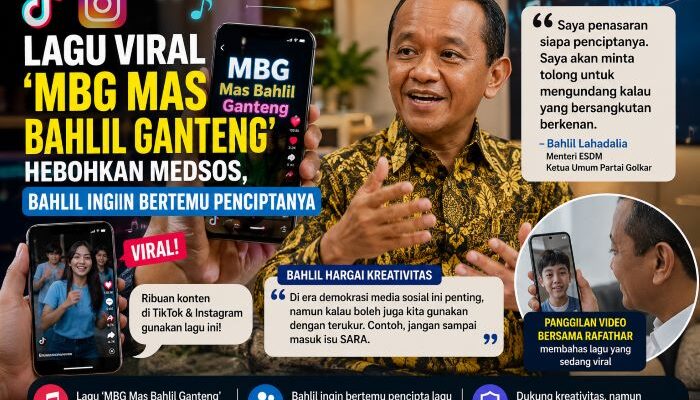 Lagu Viral ‘MBG Mas Bahlil Ganteng’ Ramai di Medsos, Bahlil Ingin Bertemu Penciptanya