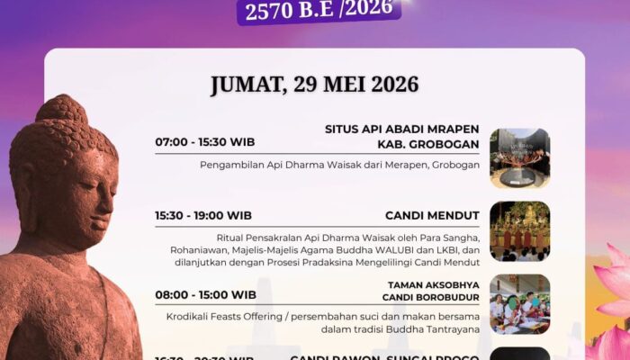 Perayaan Waisak Nasional Indonesia 2026, Berikut Rangkaian Pengambilan Api Abadi Mrapen