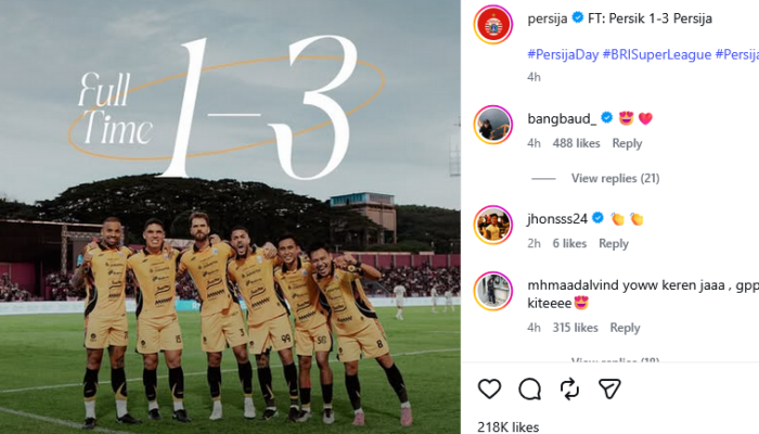 Persija Kukuh di Posisi Tiga usai Bungkam Persik Kediri 3-1