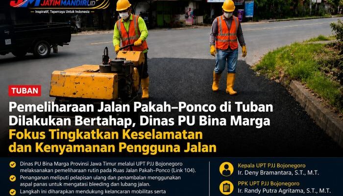 Pemeliharaan Jalan Pakah–Ponco di Tuban Dilakukan Bertahap, Dinas PU Bina Marga Fokus Tingkatkan Keselamatan dan Kenyamanan Pengguna Jalan
