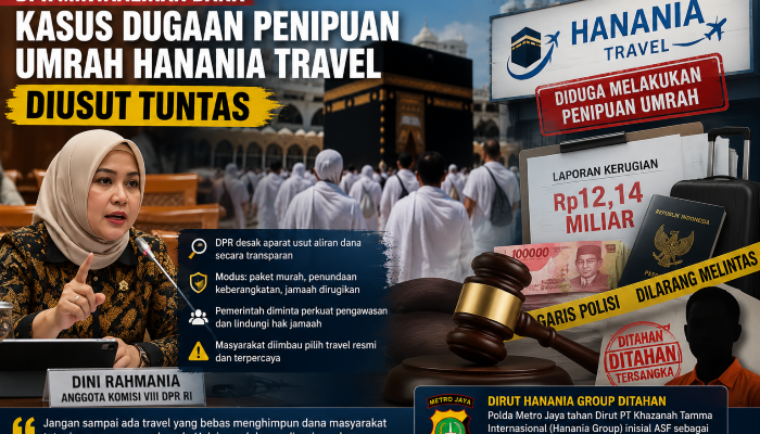 DPR Minta Aliran Dana Kasus Dugaan Penipuan Umrah Hanania Travel Diusut Tuntas