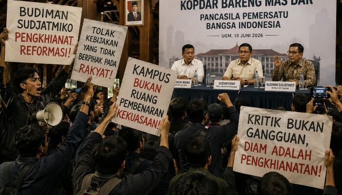 Diskusi Pejabat di UGM Ricuh, Mahasiswa Tuding Budiman Sudjatmiko “Pengkhianat Reformasi”