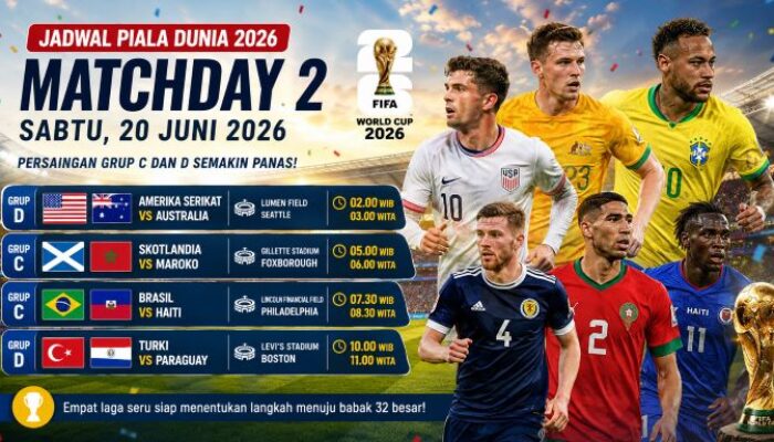 Jadwal Piala Dunia 2026 Sabtu 20 Juni: AS vs Australia, Brasil Hadapi Haiti