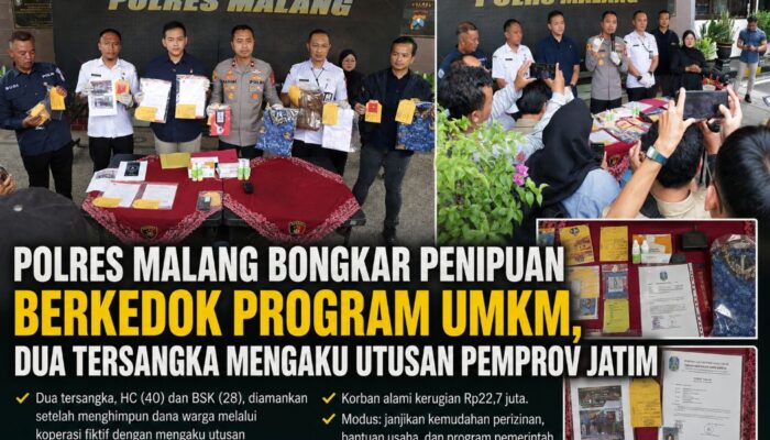 Polres Malang Bongkar Penipuan Berkedok Program UMKM, Dua Tersangka Mengaku Utusan Pemprov Jatim
