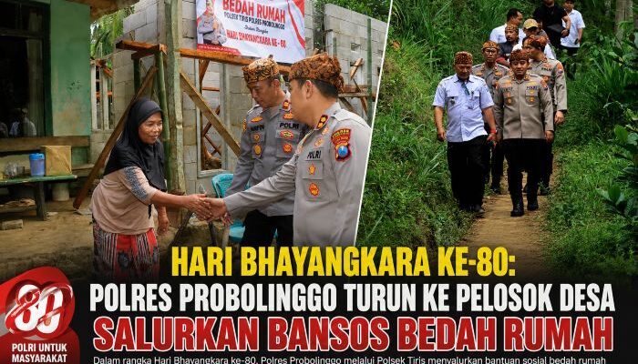 Hari Bhayangkara ke-80, Polres Probolinggo Salurkan Bansos dan Bedah Rumah Warga di Pelosok Desa