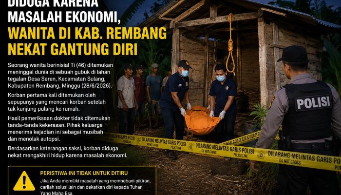 Wanita di Rembang Ditemukan Meninggal di Gubuk, Polisi Duga Dipicu Masalah Ekonomi