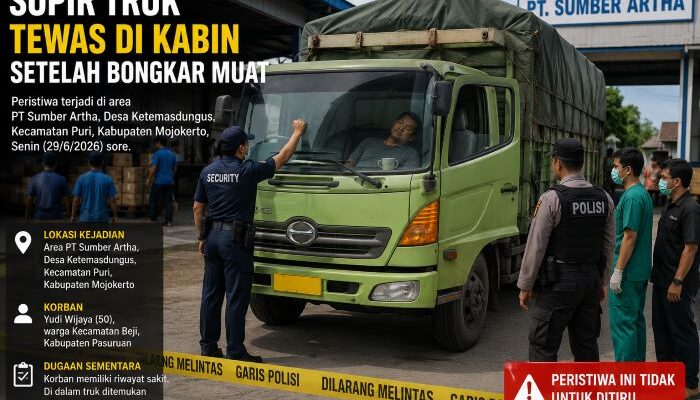 Sopir Truk Meninggal di Kabin Saat Bongkar Muat di Mojokerto, Diduga Akibat Riwayat Penyakit