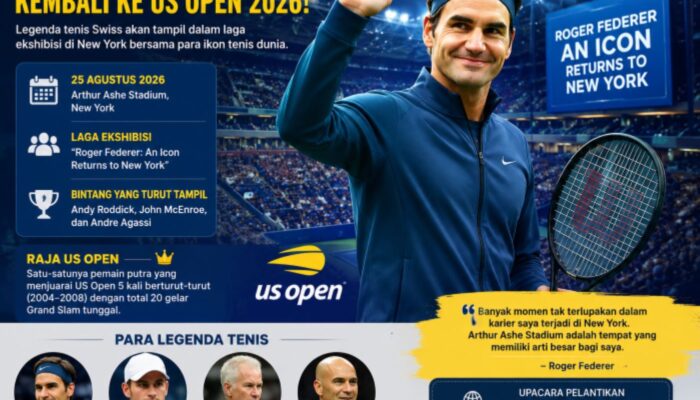Roger Federer Kembali ke US Open 2026, Tampil dalam Laga Ekshibisi di New York