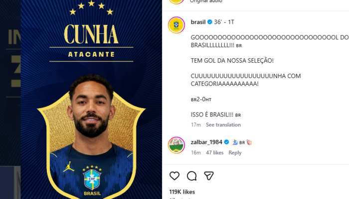 Brasil Menggila di Babak Pertama, Cunha Borong Dua Gol dan Vinicius Tambah Keunggulan