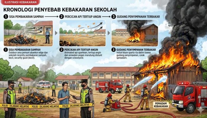 Gudang Bekas SMPN 3 Tunjungan Blora Hangus Terbakar