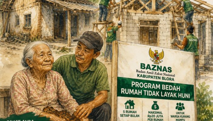 BAZNAS Blora Konsisten Bedah Lima Rumah Setiap Bulan untuk Tekan Kemiskinan Ekstrem
