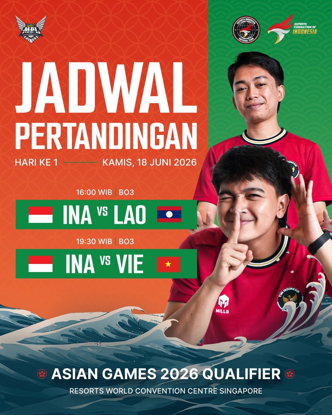Timnas MLBB Indonesia merayakan kemenangan atas Laos dan Vietnam di kualifikasi Asian Games 2026 Singapura
