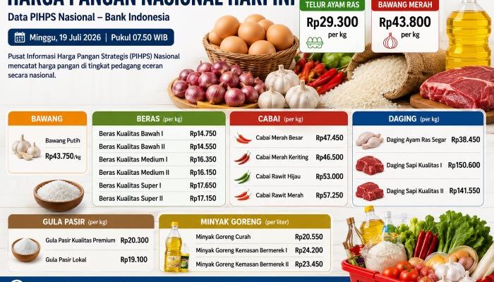 Harga Telur Ayam Rp29.300 per Kg, Bawang Merah Rp43.800, Ini Daftar Harga Pangan Nasional Hari Ini