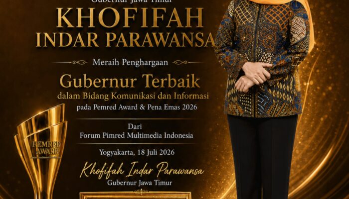 Pimred Award 2026, Khofifah Sabet Penghargaan Komit Jaga Transparansi dan Bebas Hoaks