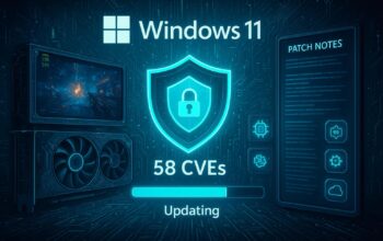 Tampilan Windows 11 yang menerima pembaruan keamanan untuk menutup 570 celah kerentanan sistem.