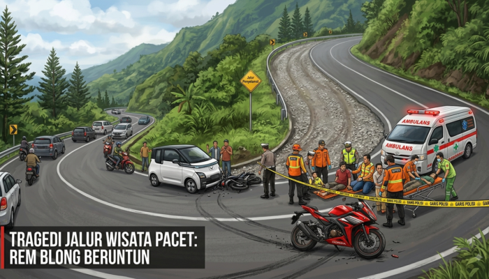 Rem Blong Beruntun di Pacet Mojokerto, 6 Orang Dilarikan ke Rumah Sakit
