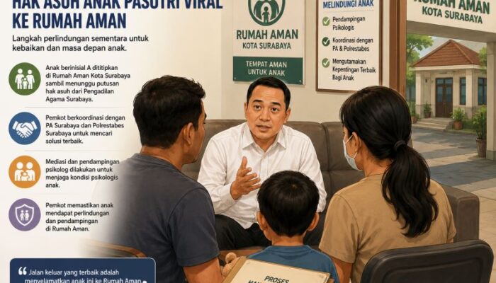 Pemkot Surabaya Titipkan Sementara Anak Pasutri Viral di Rumah Aman