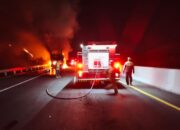 Bus Double Decker Gunung Harta Terbakar di Tol Madiun–Nganjuk, 30 Penumpang Selamat