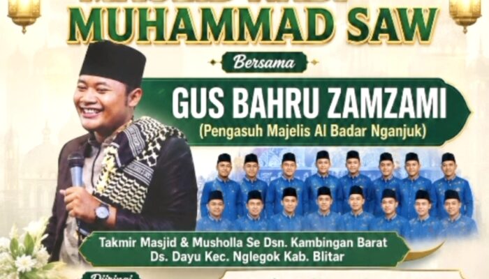 Sambut Maulid Nabi dan HUT ke-81 RI, Warga Dayu Blitar Gelar Pengajian Akbar Bersama Gus Bahru Zamzami