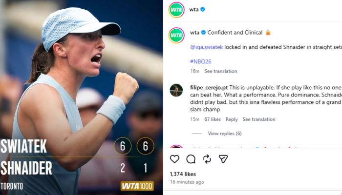 Iga Swiatek Kalahkan Diana Shnaider 6-2, 6-1 di National Bank Open 2026