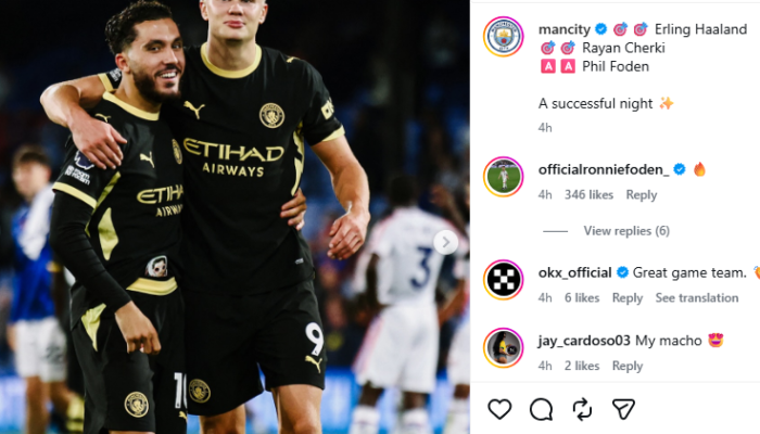 Rayan Cherki Bersinar, Manchester City Hancurkan Crystal Palace 4-1