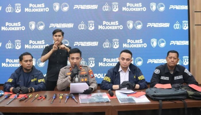 Polres Mojokerto Tangkap 3 Tersangka Pencurian Brankas Kampus Berisi Rp1,4 Miliar