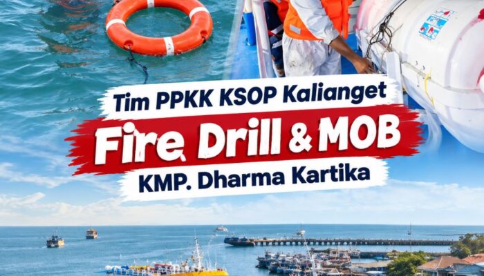 Tingkatkan Kesiapsiagaan, KSOP Kalianget Gelar Fire Drill dan MOB di KMP Dharma Kartika