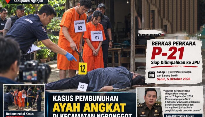 Berkas Lengkap, Kasus Pembunuhan Bermotif Anak Angkat di Nganjuk Segera Disidangkan