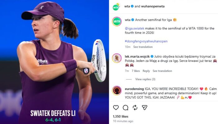 Tundukkan Ann Li, Swiatek Lolos Semifinal Turnamen Tenis Wuhan Open