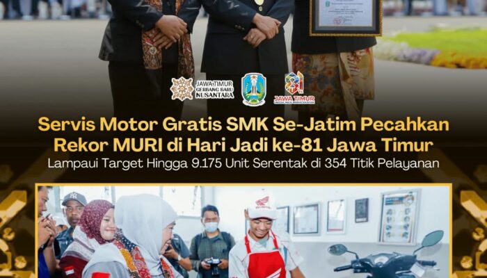 Servis Motor Gratis SMK Se-Jatim Pecahkan Rekor MURI: Layani 9.175 Unit di 354 Titik Sekolah